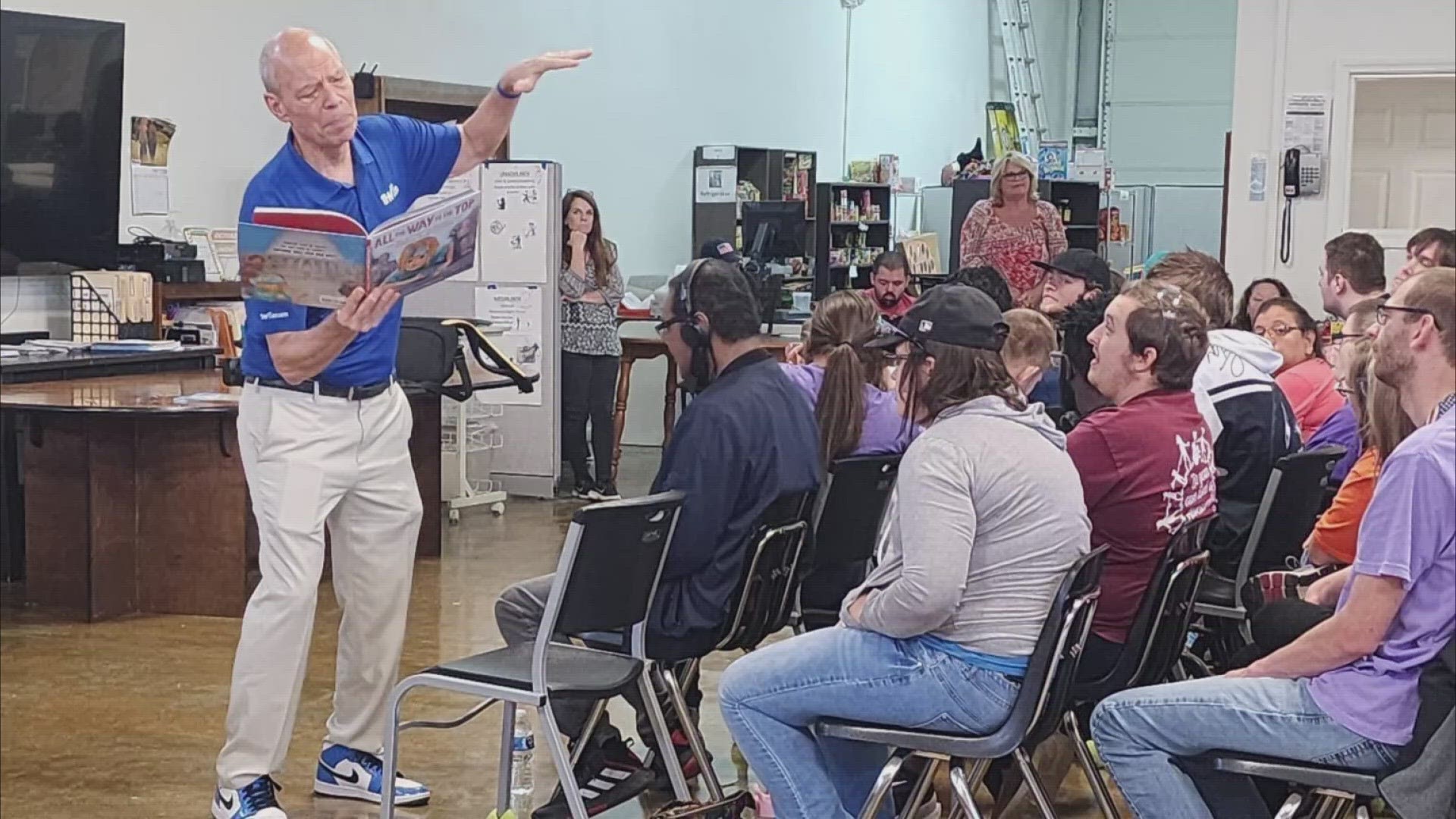 Craig O'Neill's Reading Roadtrip stopped at Abilities Unlimited of Hot Springs to tell the story that sparked the creation of the American Disabilities Act of 1990.