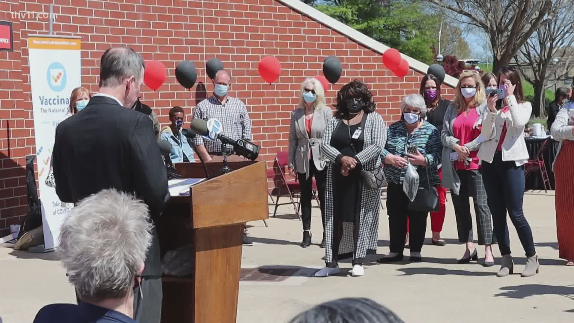 Simmons Bank Arena is partnering with Arkansas Blue Cross, UAMS, the cities of North Little Rock and Sherwood, and Pulaski County to push the vaccination effort.