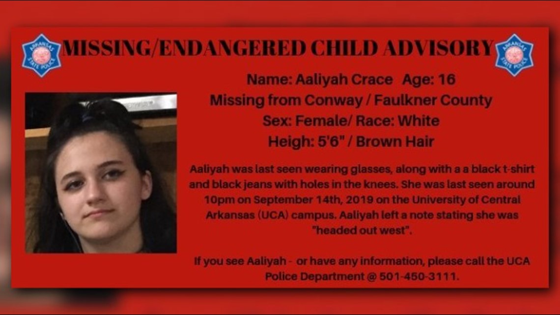 16yearold missing from Faulkner County, last seen on UCA campus