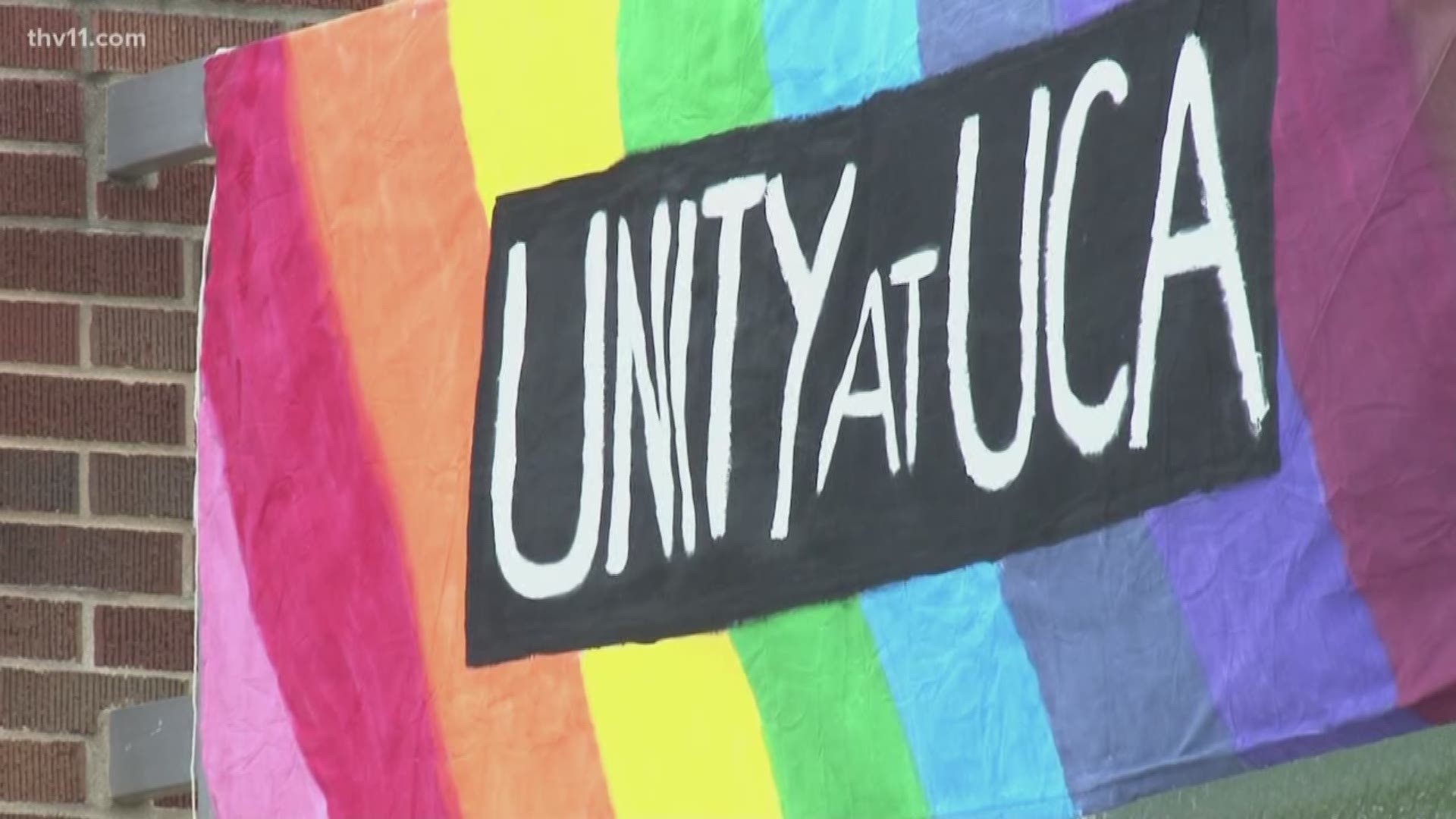 A group gathered on the UCA campus for a public conversation in support of the LGBTQ community.