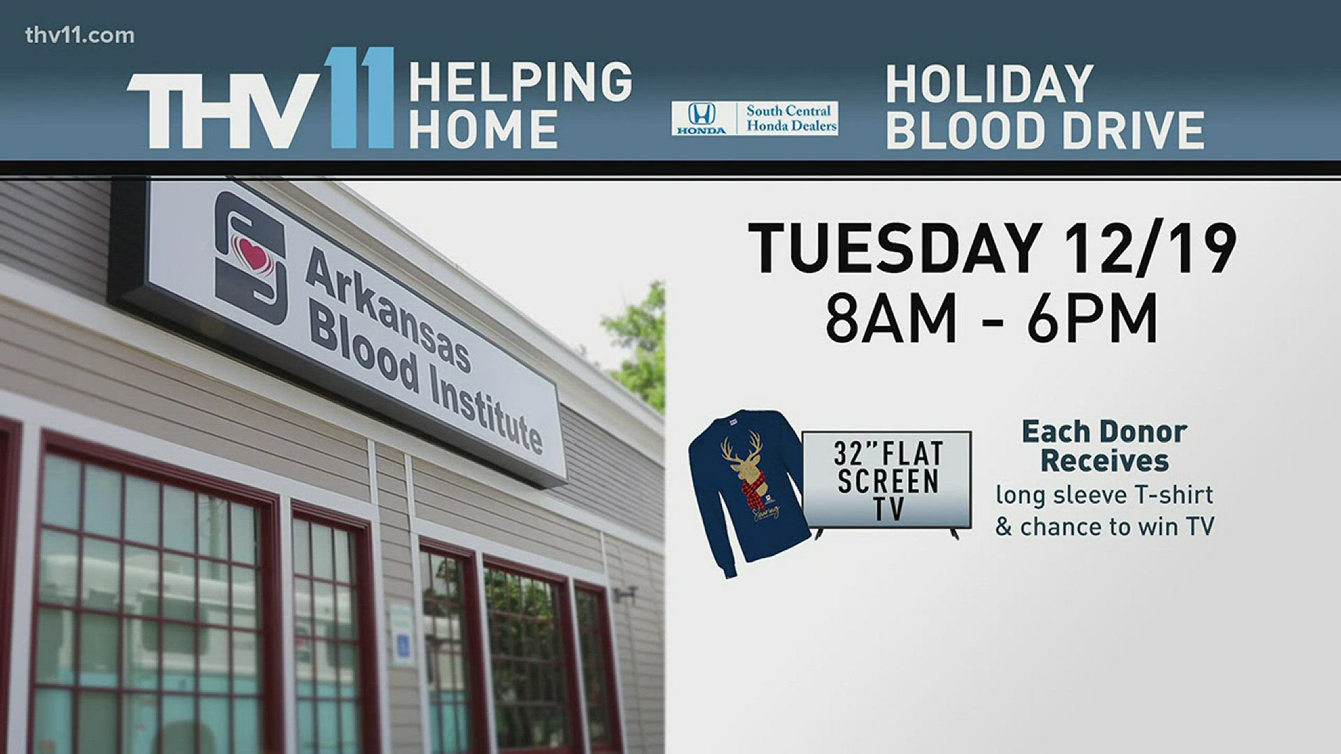 We are partnering with Arkansas Blood Institute to give the gift of life this holiday season.