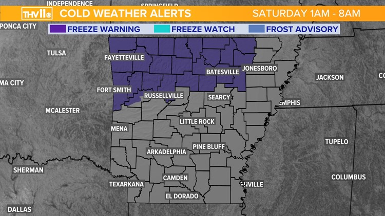A freeze possible for some, frost likely for others in Arkansas