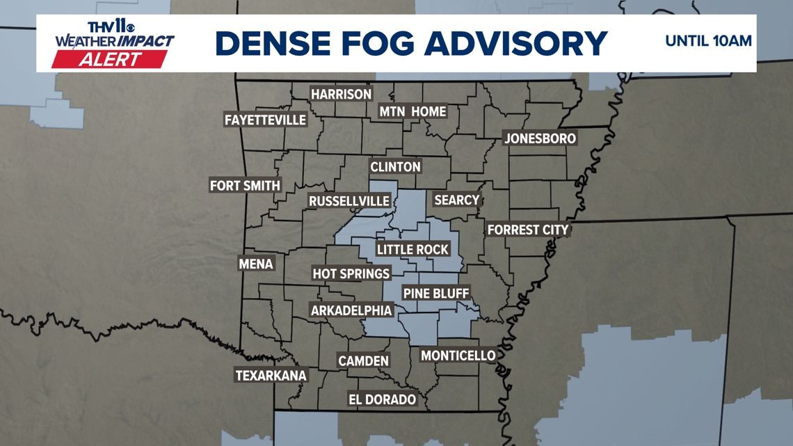 Dense fog could impact your morning commute in Central Arkansas