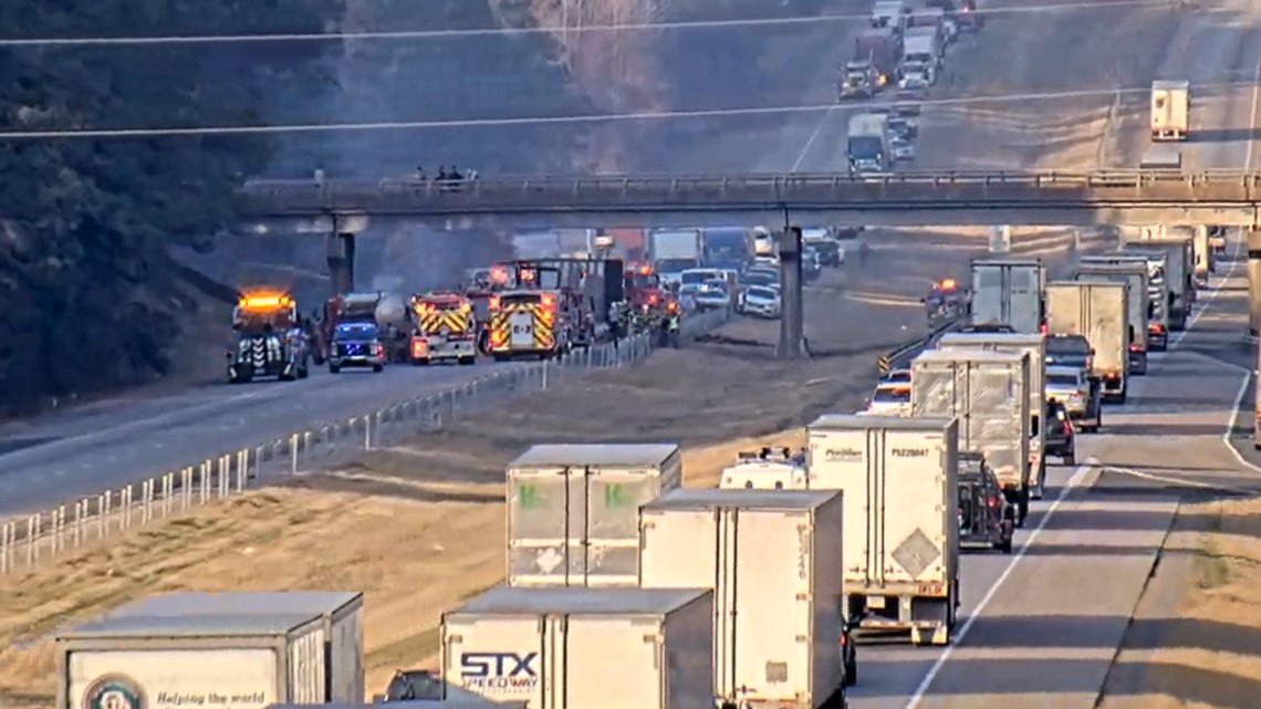 Traffic at standstill after fiery crash on I-30 blocks westbound lanes ...