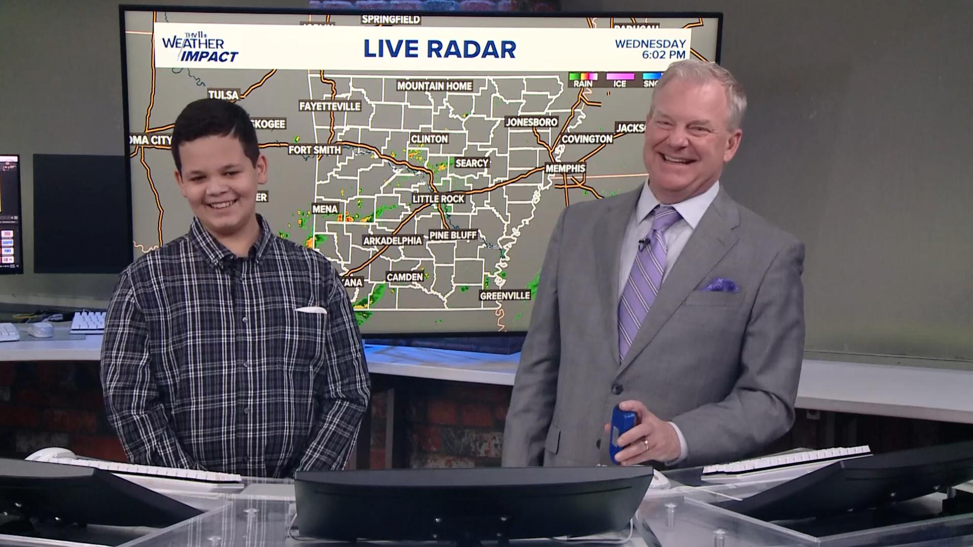 Tom Brannon turned over the forecast to 11-year-old Adam Barker of Little Rock, who did a wonderful job as this week’s kidcaster!