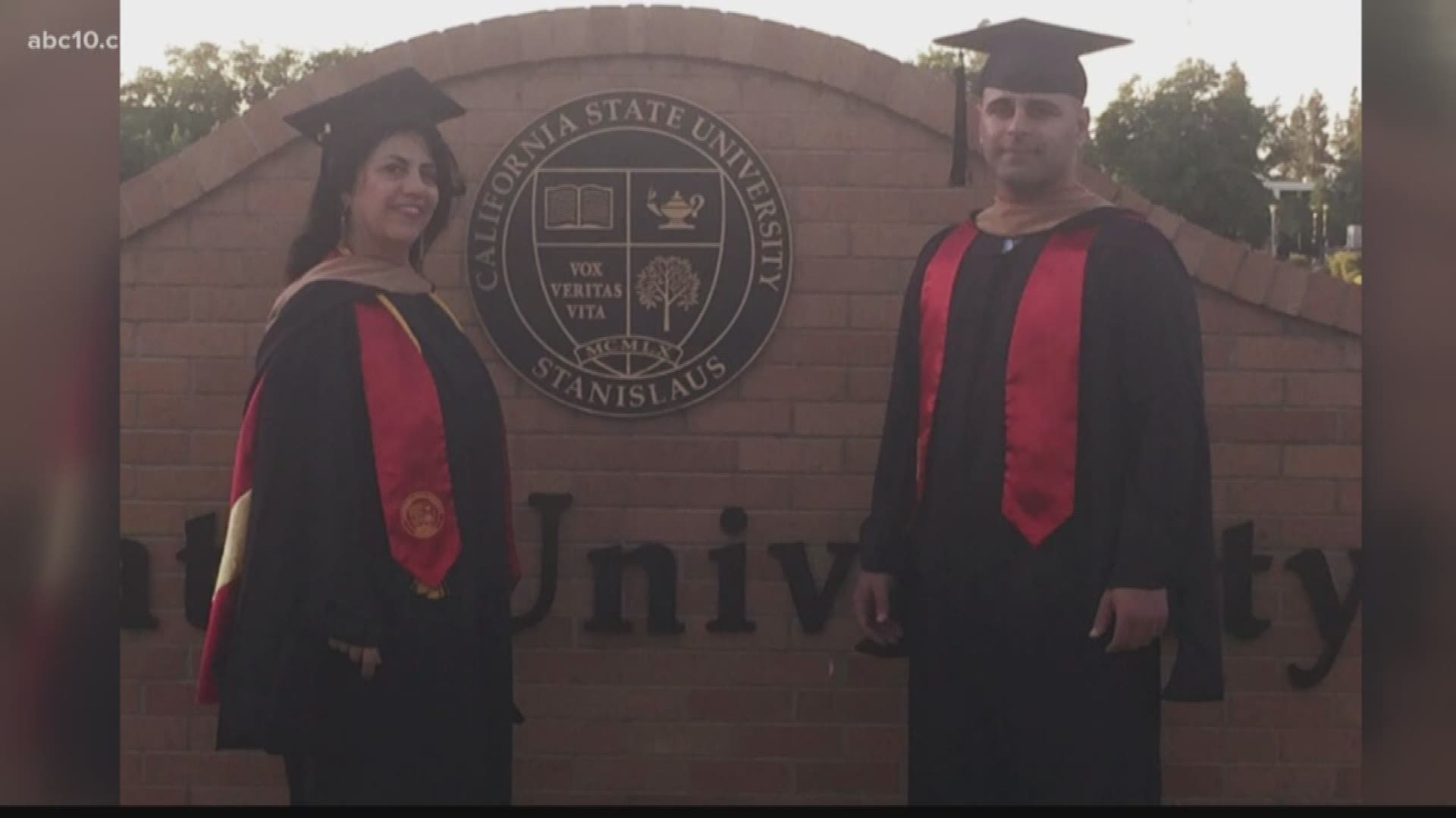 It's graduation season and Jonathan Sarhadi, 28, and Shamiran Sarhadi, 49, out of Turlock are experiencing the incredible moment together with matching Master's degrees at California State University, Stanislaus. (May 16, 2018)