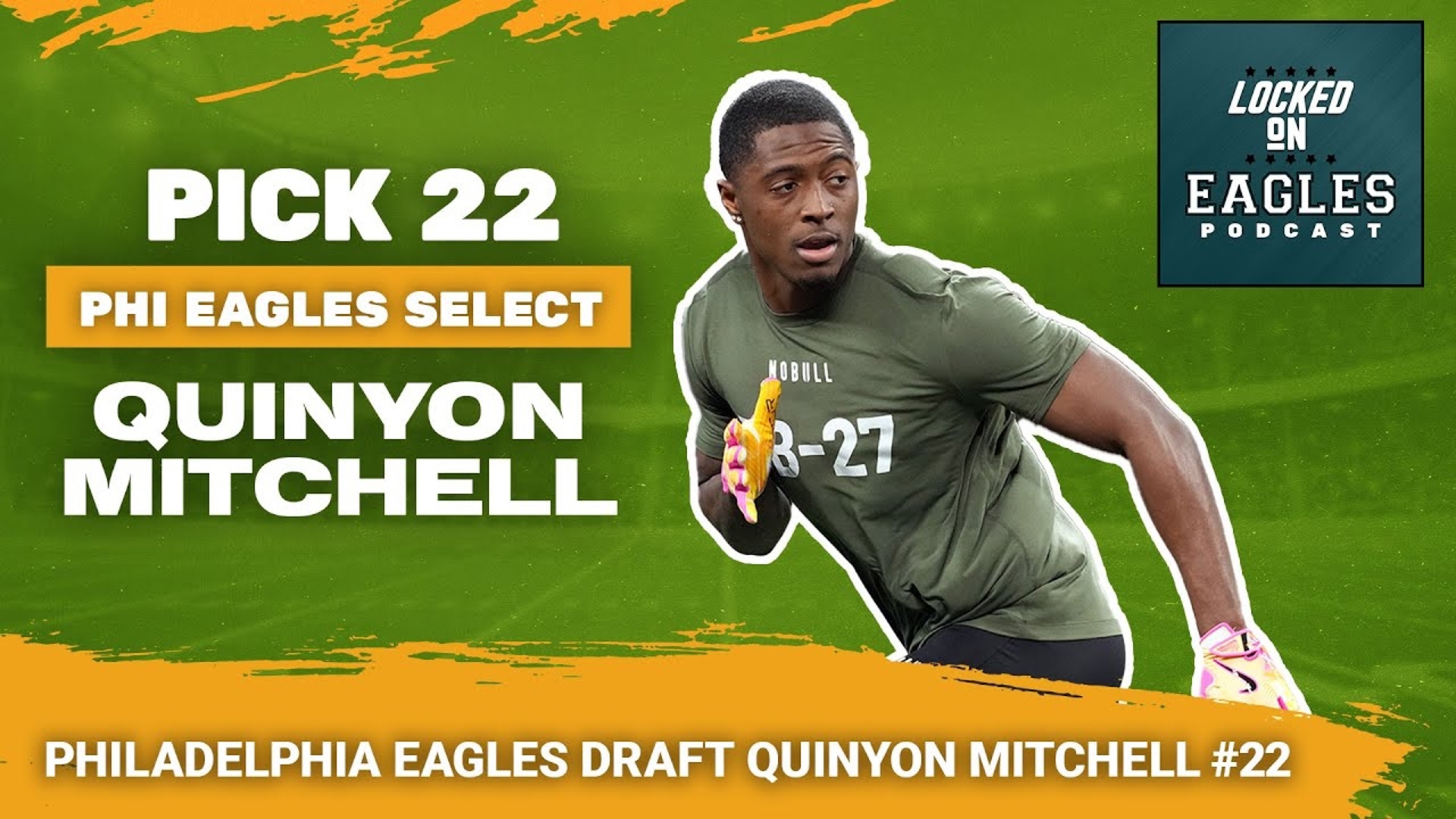 The Philadelphia Eagles have selected Toledo Rockets cornerback Quinyon Mitchell with the twenty-second overall pick in the 2024 NFL Draft.