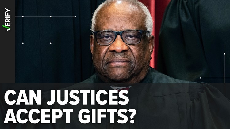 There are laws against Supreme Court justices accepting certain gifts, but no way to enforce them