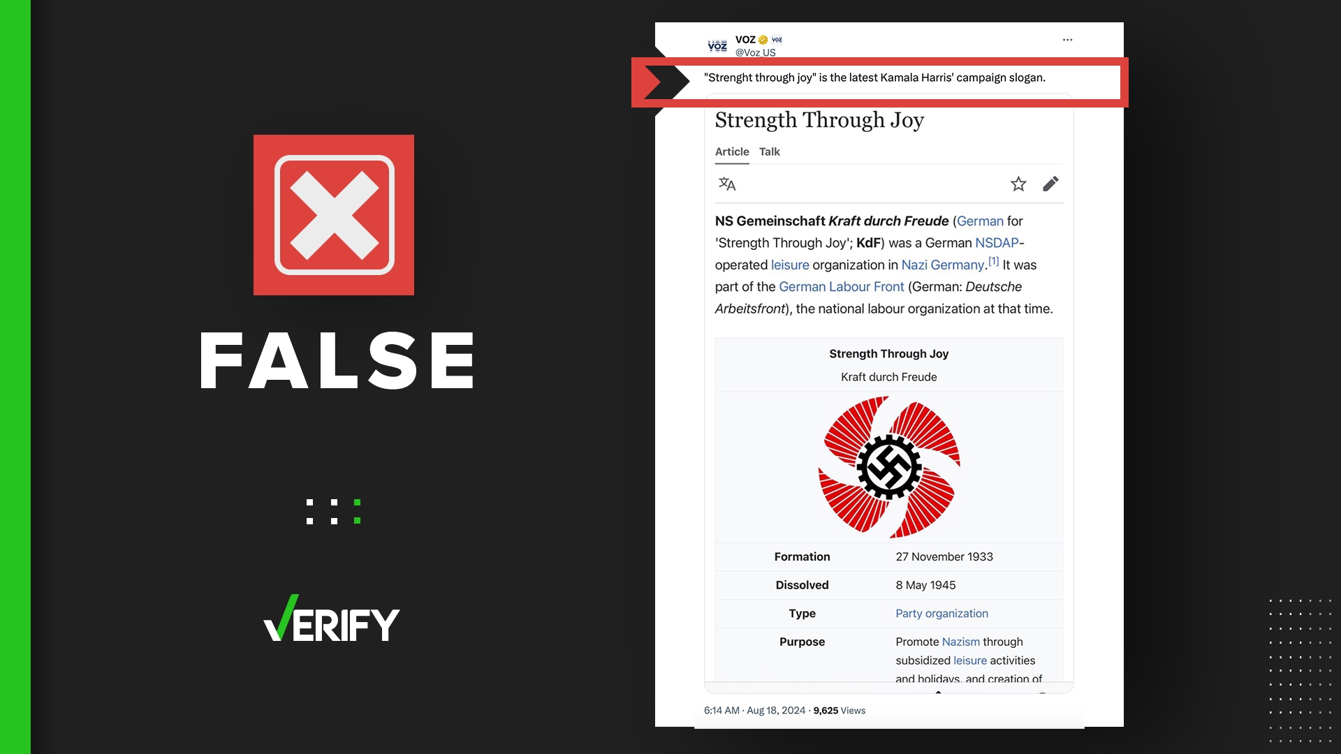 People online have claimed Vice President Kamala Harris has adopted the Nazi phrase “Strength Through Joy” as her campaign slogan. That’s false.