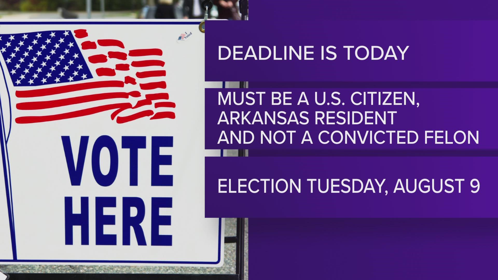 Arkansas voter registration deadline is today
