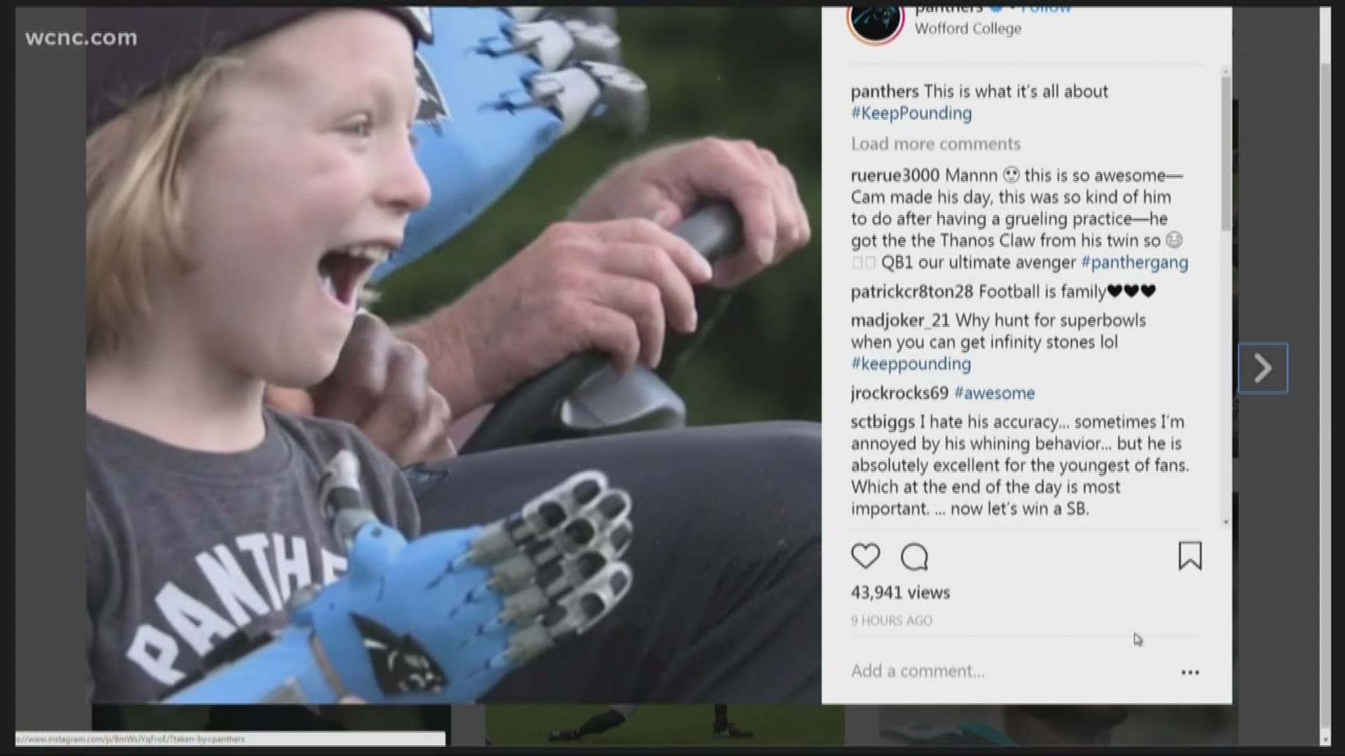 The best story out of Panthers training camp didn't involve a touchdown or a tackle. Instead, QB Cam Newton met his 5-year-old "twin" who gave him a very special gift.