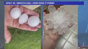 Why does some hail look round/smooth and other hail look spikey?