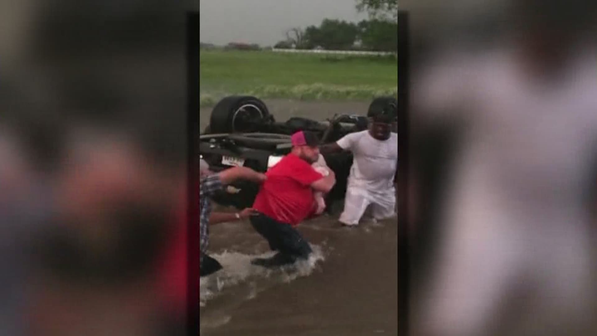 Heart wrenching rescue of a Texas family caught in the storms