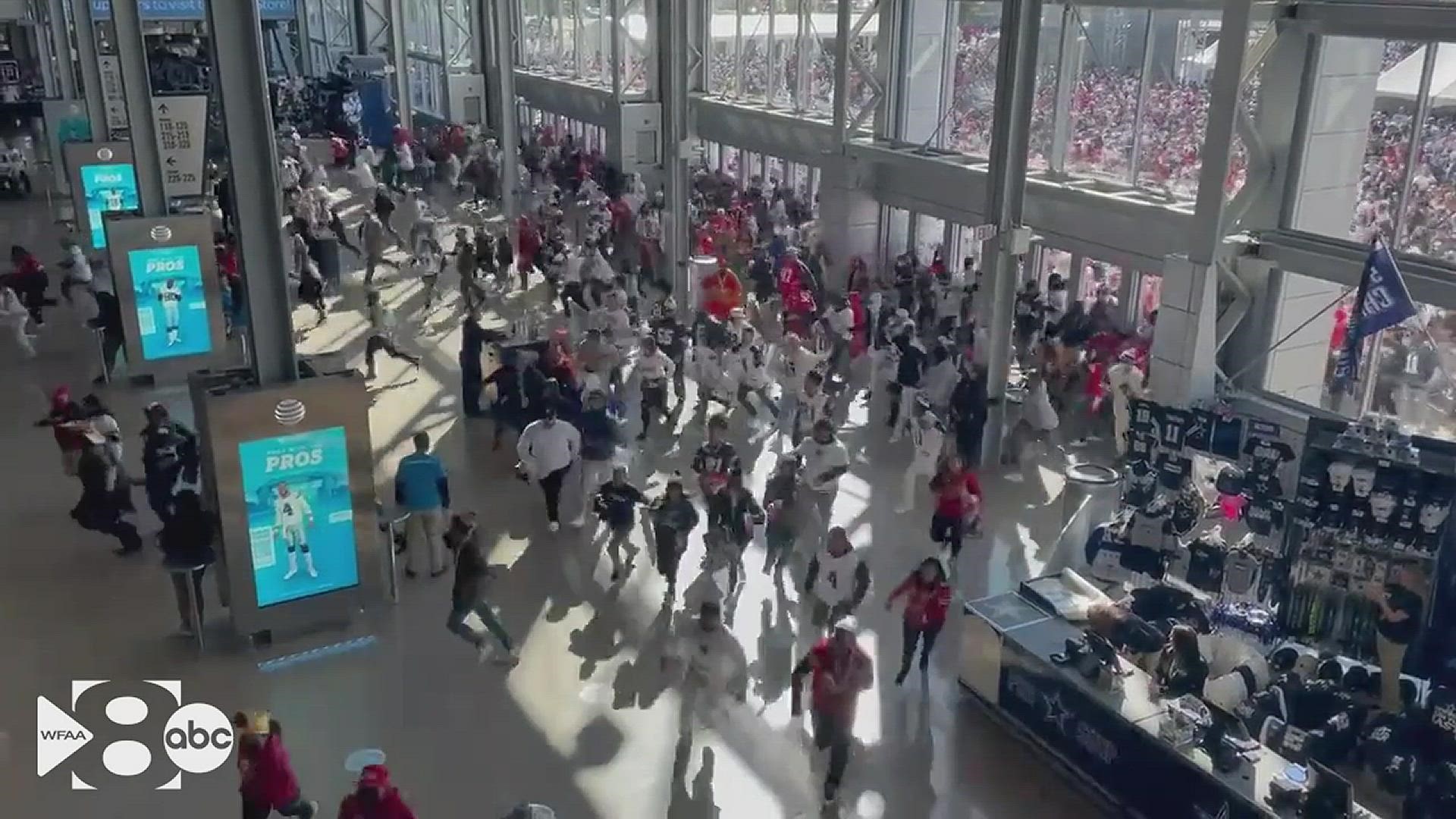 WFAA's Mike Leslie captured the moment the doors opened at AT&T Stadium -- and the rush of Cowboys fans who were ready for the playoffs.