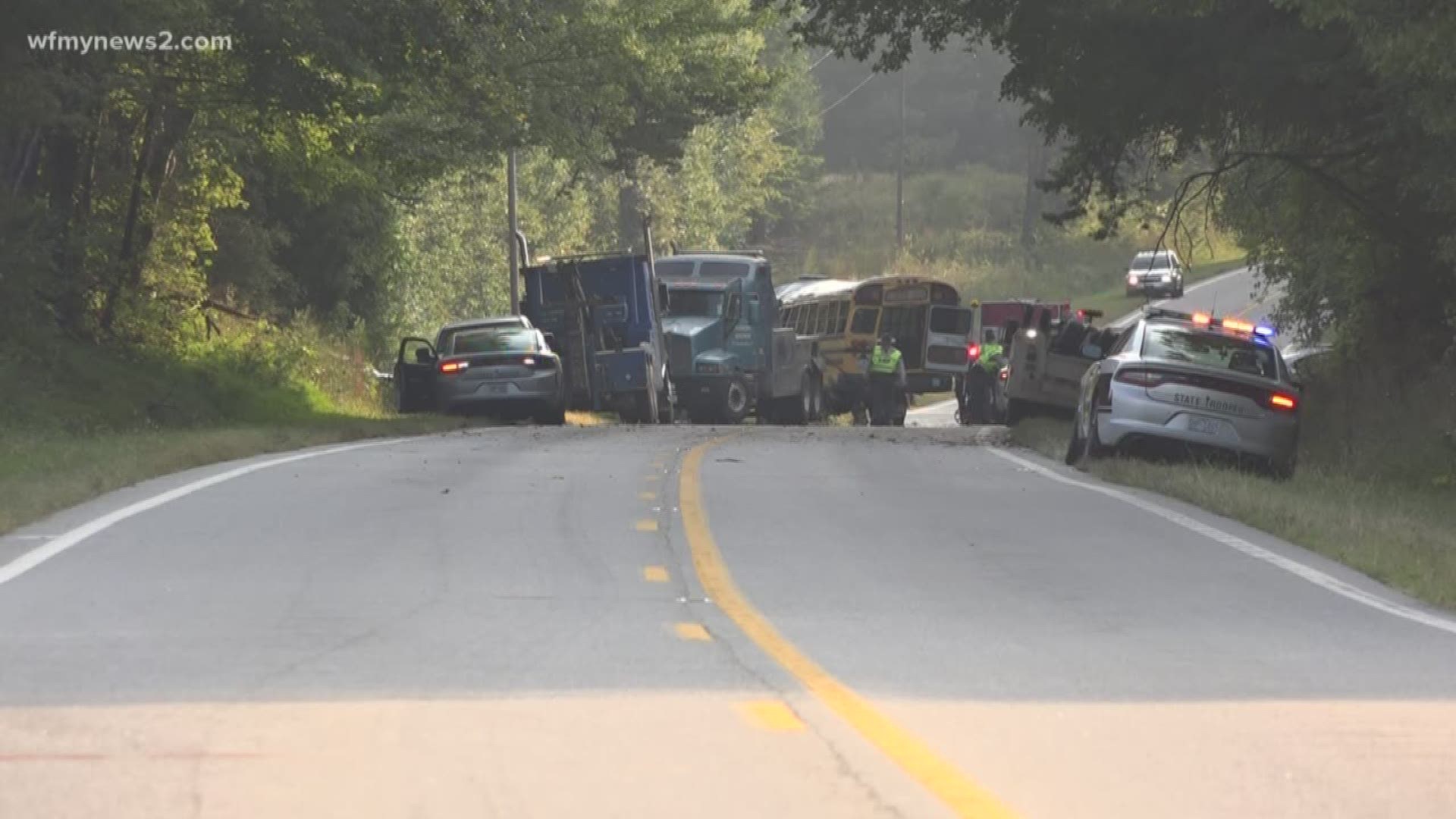 Seventeen kids were on board this bus when it collided with a truck in Rockingham County and flipped down an embankment.