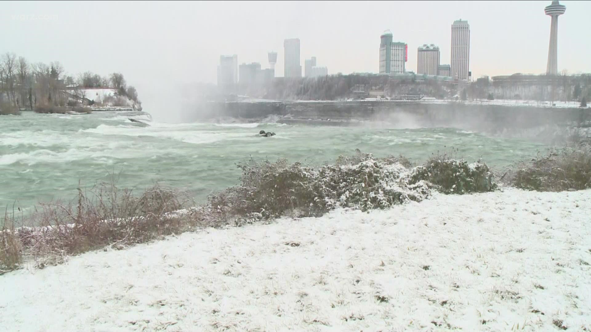 New York State Park Police say the car stuck at the brink has gone over the edge.