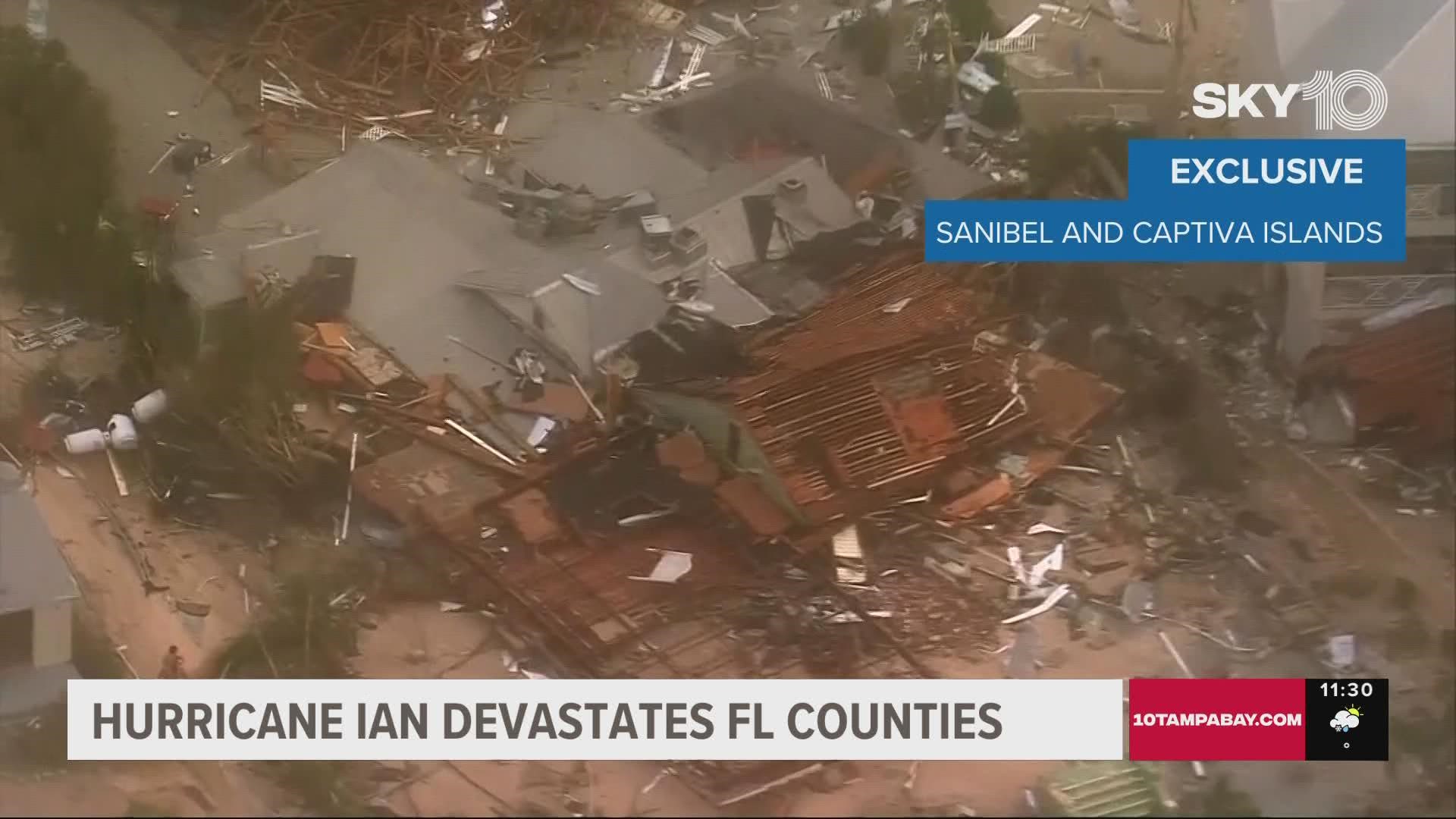 High speed winds and flooding have caused massive destruction in Fort Myers Beach in Lee County.
