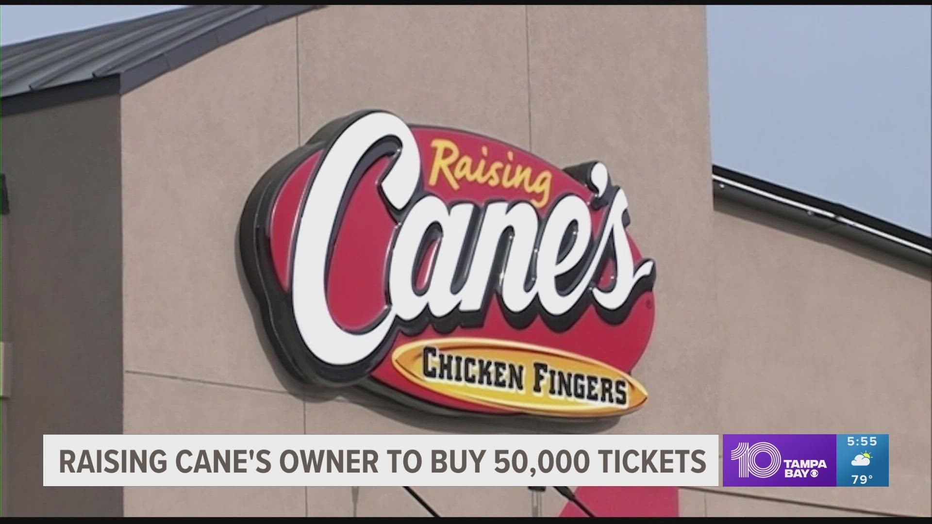 If any of the 50,000 tickets is the lucky number, each of Raising Cane’s employees would win thousands.