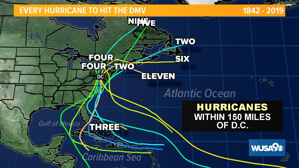 Historical hurricane tracks in the DMV | thv11.com