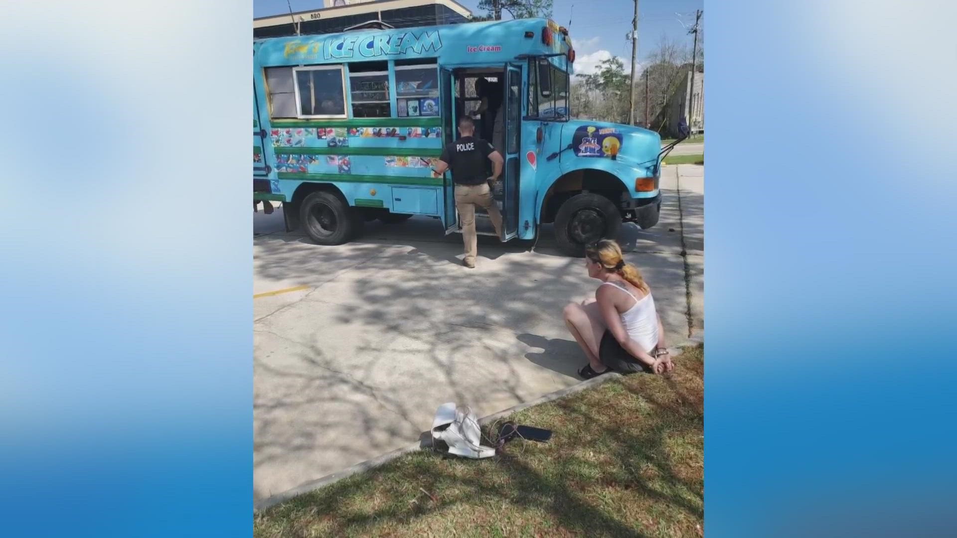 Slidell Police have arrested a woman who sold ice cream and, allegedly meth out of a blue school bus.