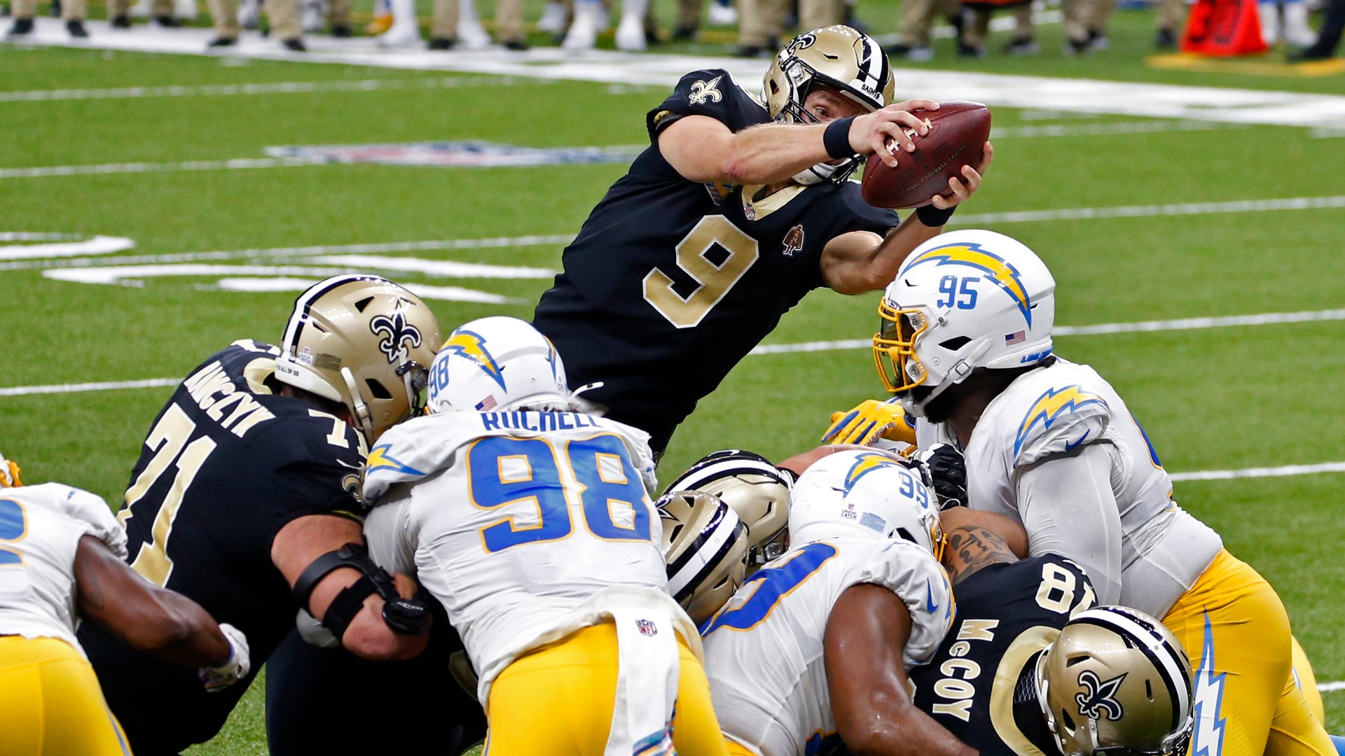 The Saints offense looked like a clogged toilet until late in the first half when Drew decided to just throw the ball to Emmanuel Sanders on every play.