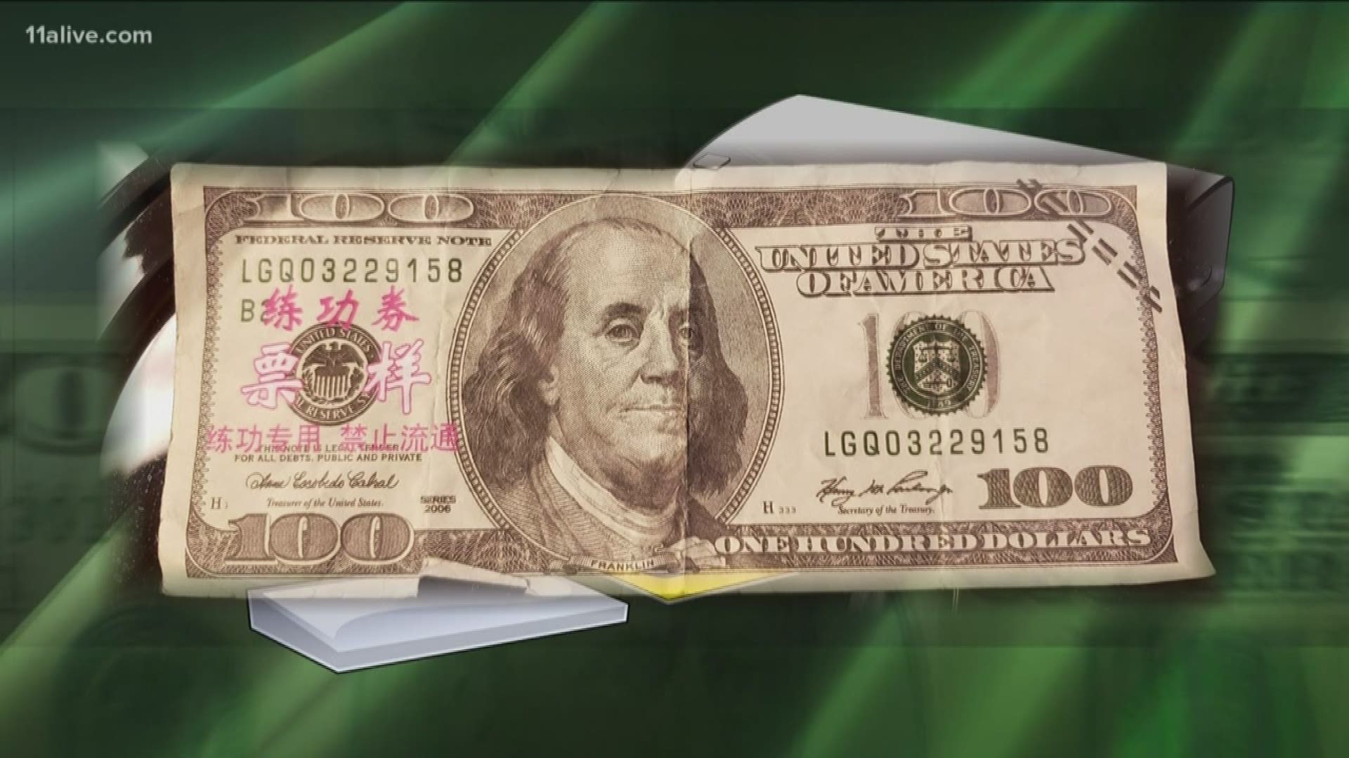 Authorities say the fake bills are apparently circulating in Georgia. If you pass one off as real, you could be in serious trouble.